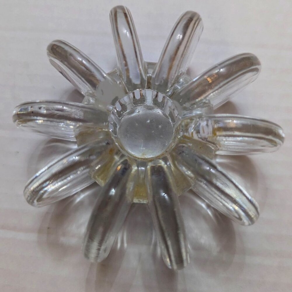 ROSENTHAL Glass MCM candle holder coin shape circle burst 4x4 inch ** PLS READ**